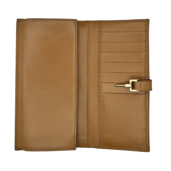 Unused Vintage Gucci Jackie Wallet - Gucci Monogram/Tan Leather - Picture 3 of 6